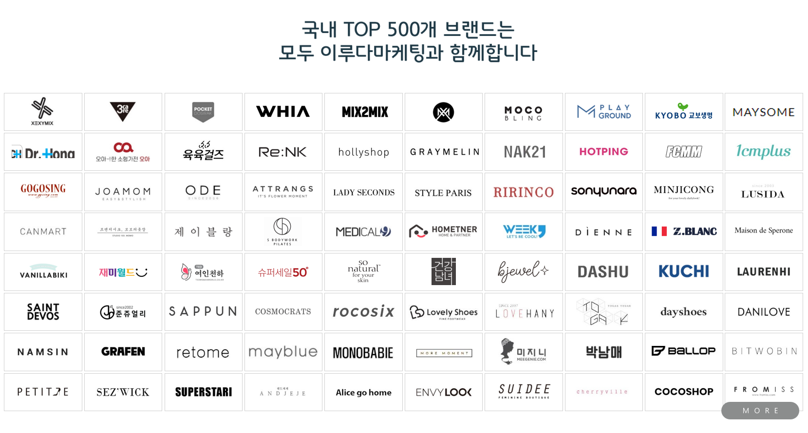 누적 1,000여 쇼핑몰 퍼포먼스마케팅 진행 포트폴리오 이미지